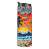 Schöne Strandszene mit Palmen   Thermosbecher (Nach rechts gedreht)