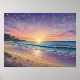 Schöne Strandwellen und Strandkunst Poster