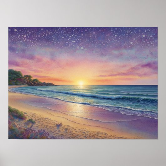 Schöne Strandwellen und Strandkunst Poster (Vorne)
