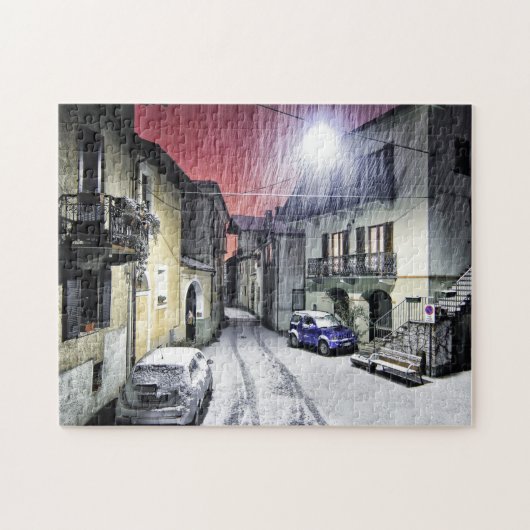 Schöne Straßenschneeszene Puzzle (Horizontal)