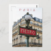 Schöne Street Metrostation Sign Paris City Nah Up Postkarte (Vorne/Hinten)