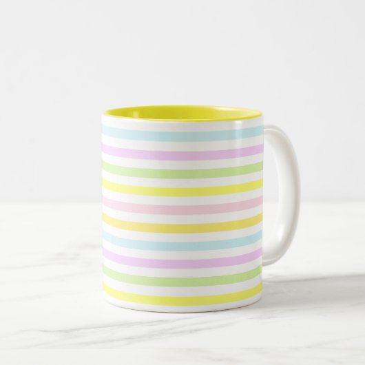 Schöne Streifen in Pastellfarben Zweifarbige Tasse (VorderseiteRechts)