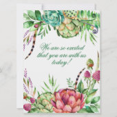 Schöne Succules Hochzeitskarte Einladung (Rückseite)