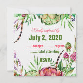 Schöne Succules Wedding RSVP Card Einladung (Rückseite)