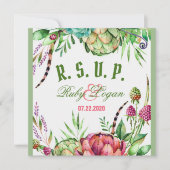 Schöne Succules Wedding RSVP Card Einladung (Vorderseite)