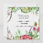 Schöne Succules Wedding RSVP Card Einladung (Rückseite)