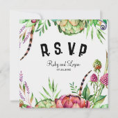 Schöne Succules Wedding RSVP Card Einladung (Vorderseite)