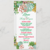 Schöne Succults Wedding Menu Card Menükarte (Vorne/Hinten)