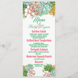 Schöne Succults Wedding Menu Card Menükarte