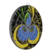 Schöne Südafrikanisch Gelb und Blau Kunst Dartscheibe (Vorderseite Links)