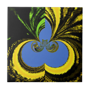 Schöne Südafrikanisch Gelb und Blau Kunst Fliese