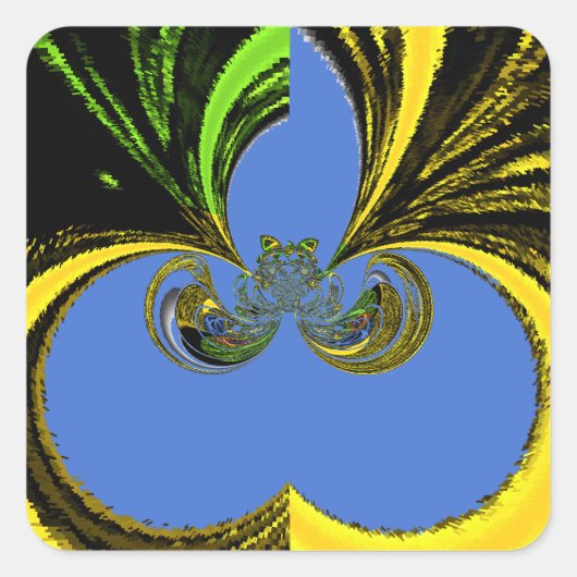 Schöne Südafrikanisch Gelb und Blau Kunst Quadratischer Aufkleber (Vorderseite)