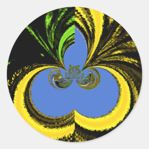 Schöne Südafrikanisch Gelb und Blau Kunst Runder Aufkleber