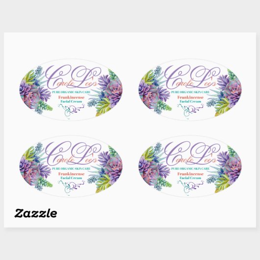 Schöne Sukkulationen Bio Pflegekleber Ovaler Aufkleber (Blatt)