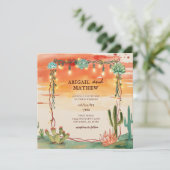 Schöne Sukkulent Cactus Sunset Boho Wedding Einladung (Stehend Vorderseite)