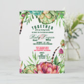 Schöne Sukkulente Einladung Hochzeit (Stehend Vorderseite)