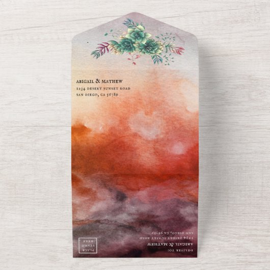 Schöne sukkulente Sonnenuntergang geometrische Hoc All In One Einladung (Außenbereich)