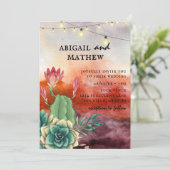 Schöne sukkulente Sonnenuntergang geometrische Hoc Einladung (Stehend Vorderseite)