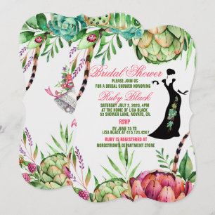Schöne Sukkuline Hochzeitkarte für Brautparty Einladung