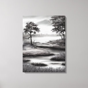 Schöne Summer Marsh Sketch Leinwanddruck