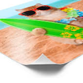 Schöne Surfer Katze am Strand Fotodruck (Ecke)