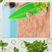 Schöne Surfer Katze am Strand Geschirrtuch (Gefaltet)