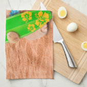 Schöne Surfer Katze am Strand Geschirrtuch (Viertel Falte)