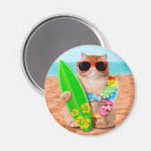Schöne Surfer Katze am Strand Magnet (Vorderseite/Rückseite)