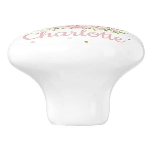 Schöne, süße Elefant Rosa Blumendekor Keramikknauf (Seitenansicht)