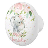 Schöne, süße Elefant Rosa Blumendekor Keramikknauf (Rechts)