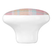 Schöne, süße Farben Rosa und Blau kariert Tartan Keramikknauf (Seitenansicht)