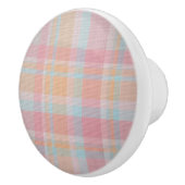 Schöne, süße Farben Rosa und Blau kariert Tartan Keramikknauf (Rechts)