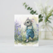 Schöne süße Maus in Denim Postkarte (Stehend Vorderseite)