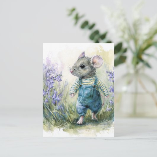 Schöne süße Maus in Denim Postkarte (Stehend Vorderseite)