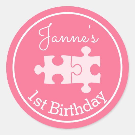 Schöne süße Pink-Puzzles Runder Aufkleber (Vorderseite)
