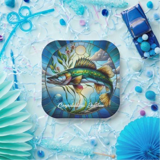 Schöne Süßwasserfische und Blauer See Pappteller (Party)