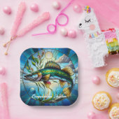 Schöne Süßwasserfische und Blauer See Pappteller (Party)