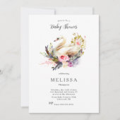 Schöne Swan Baby Dusche Einladung (Vorderseite)