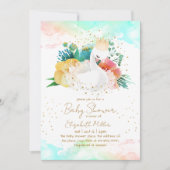 Schöne Swan Baby Girl Dusche Einladung (Vorderseite)