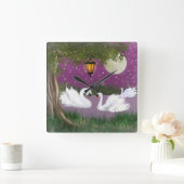 Schöne Swan Clock Quadratische Wanduhr (Zuhause)