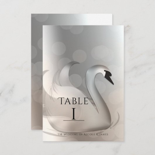 Schöne Swan Elegante Wedding Tischnummer Card (Vorne/Hinten)