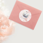 Schöne Swan Floral Damask Rücksendeadresse Runder Aufkleber
