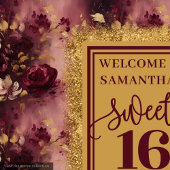 Schöne Sweet 16 Blush Burgundy Gold Hintergrund Wandteppich
