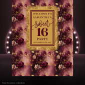 Schöne Sweet 16 Blush Burgundy Gold Hintergrund Wandteppich
