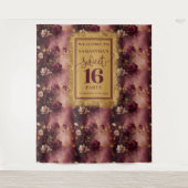 Schöne Sweet 16 Blush Burgundy Gold Hintergrund Wandteppich (Vorderseite)