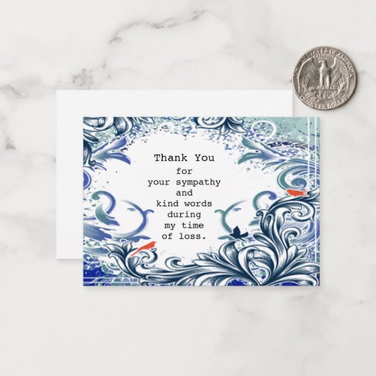 Schöne Swirl-Blume nach der Beerdigung Danke Mitteilungskarte (Vorderseite/Rückseite Beispiel)