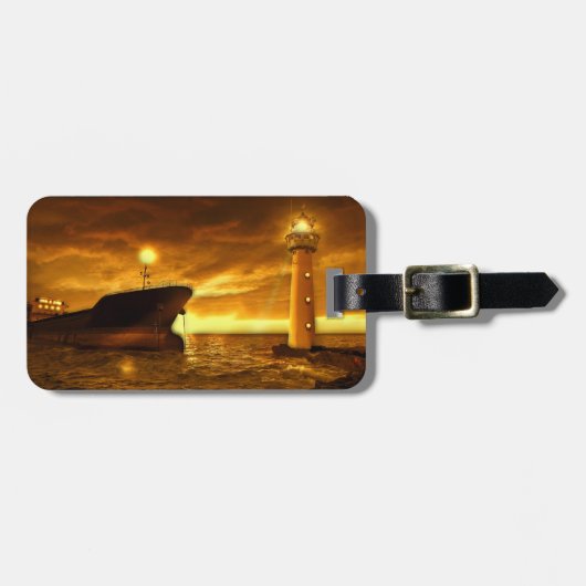 Schöne Szene mit Leuchtturm Gepäckanhänger (Vorderseite horizontal)