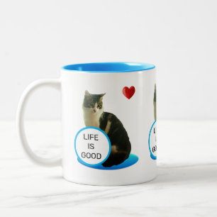 Schöne Tabby-Katze & Herz Zweifarbige Tasse