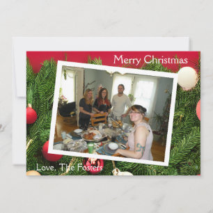 Schöne Tannen Zweige Weihnachtsfoto Feiertagskarte