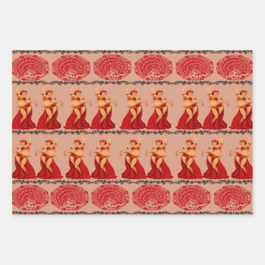 Schöne Tanzmädchen und Friedensgeflecht Geschenkpapier Set (Vorderseite 2)